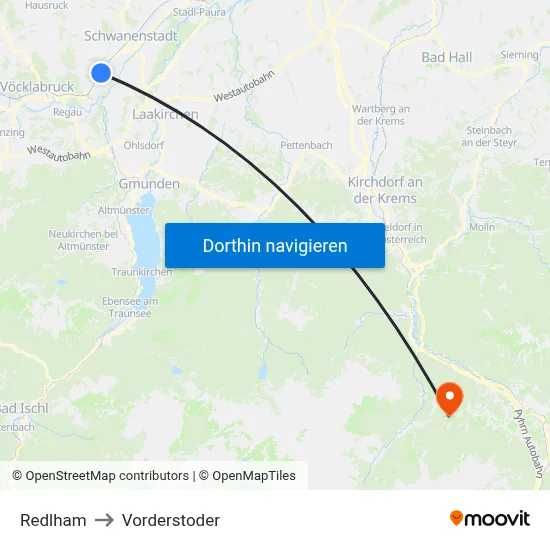 Redlham to Vorderstoder map