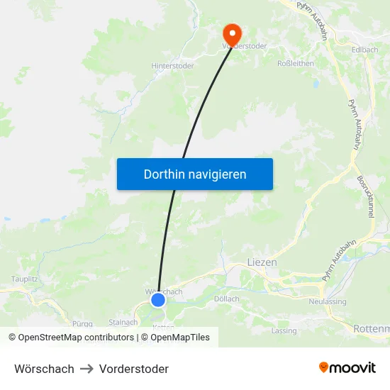 Wörschach to Vorderstoder map