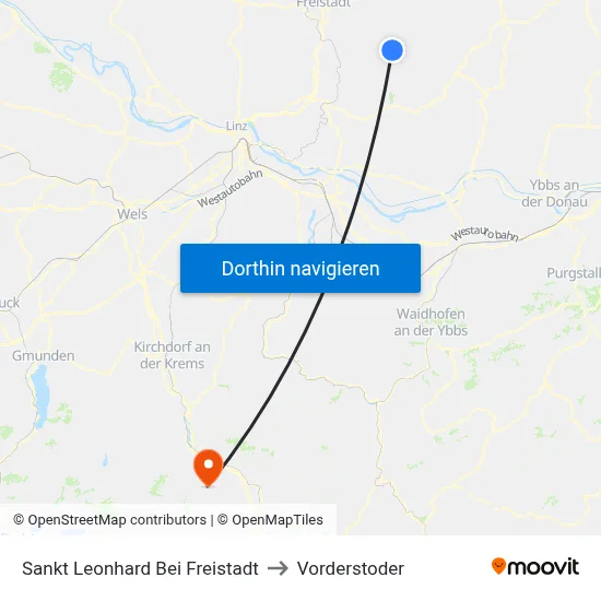 Sankt Leonhard Bei Freistadt to Vorderstoder map