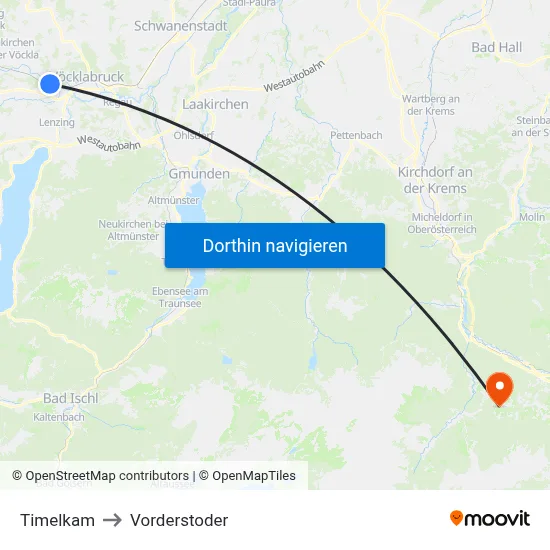 Timelkam to Vorderstoder map