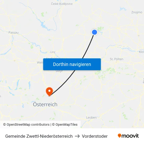 Gemeinde Zwettl-Niederösterreich to Vorderstoder map