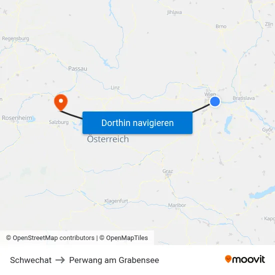 Schwechat to Perwang am Grabensee map