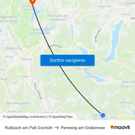 Rußbach am Paß Gschütt to Perwang am Grabensee map