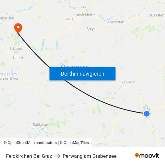 Feldkirchen Bei Graz to Perwang am Grabensee map