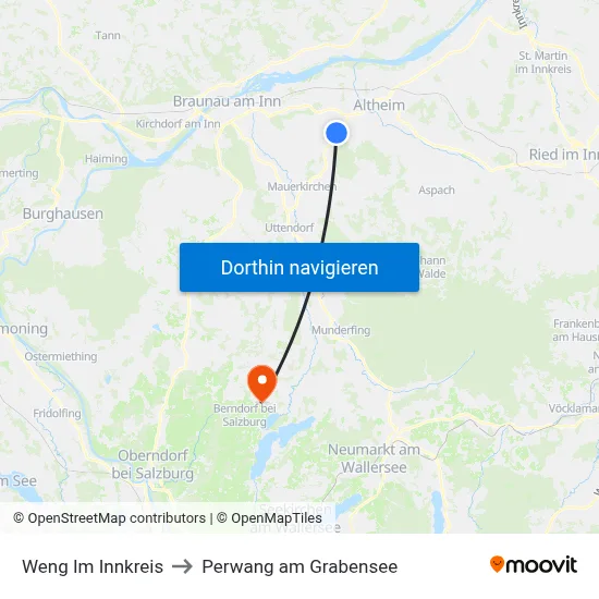 Weng Im Innkreis to Perwang am Grabensee map