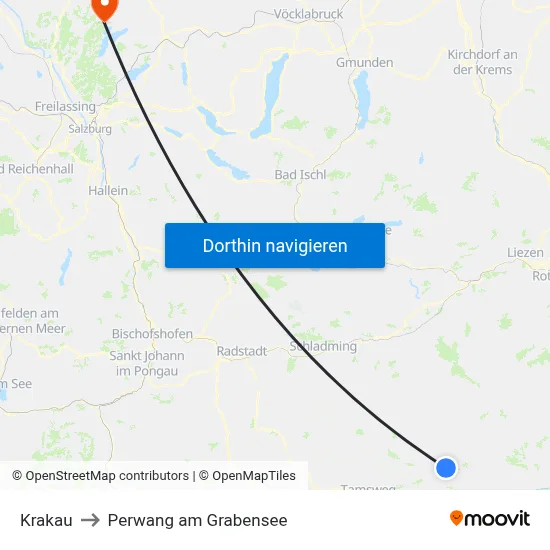 Krakau to Perwang am Grabensee map