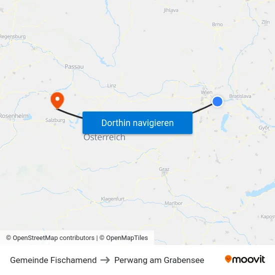 Gemeinde Fischamend to Perwang am Grabensee map
