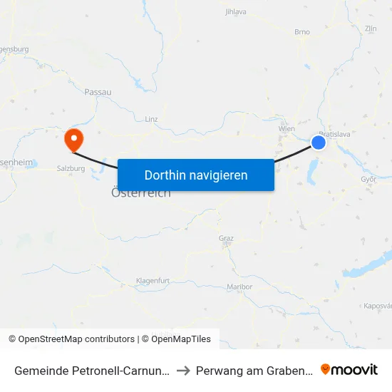 Gemeinde Petronell-Carnuntum to Perwang am Grabensee map