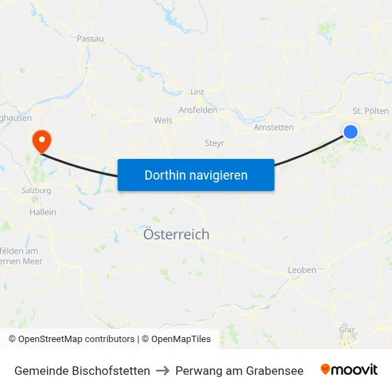 Gemeinde Bischofstetten to Perwang am Grabensee map