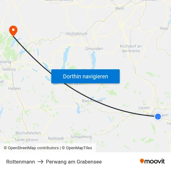 Rottenmann to Perwang am Grabensee map
