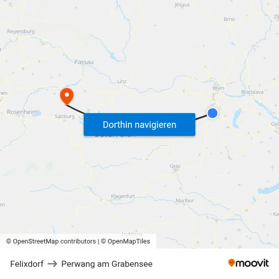 Felixdorf to Perwang am Grabensee map