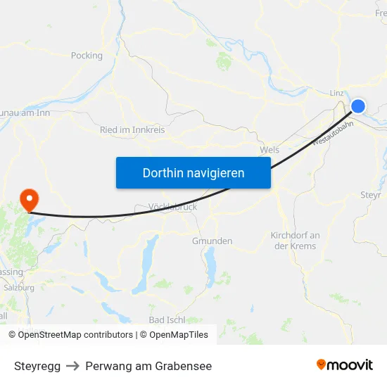 Steyregg to Perwang am Grabensee map