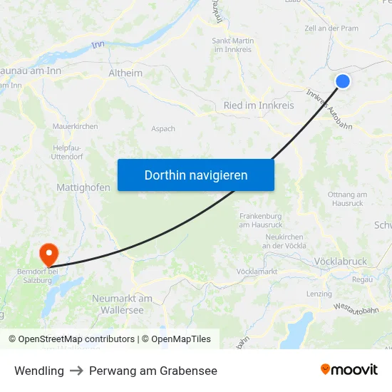 Wendling to Perwang am Grabensee map
