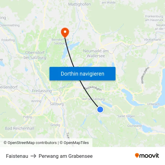 Faistenau to Perwang am Grabensee map