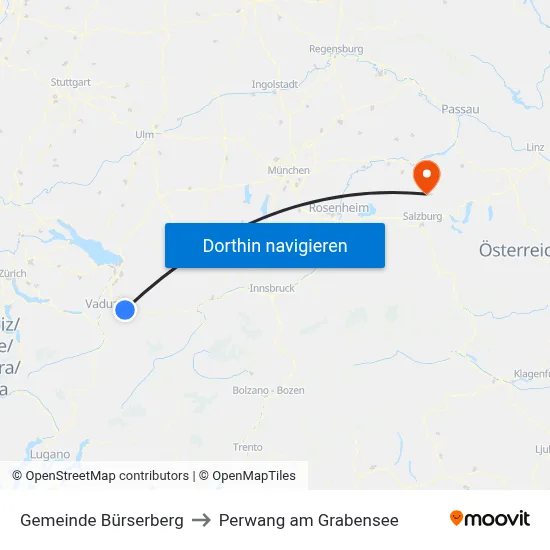 Gemeinde Bürserberg to Perwang am Grabensee map