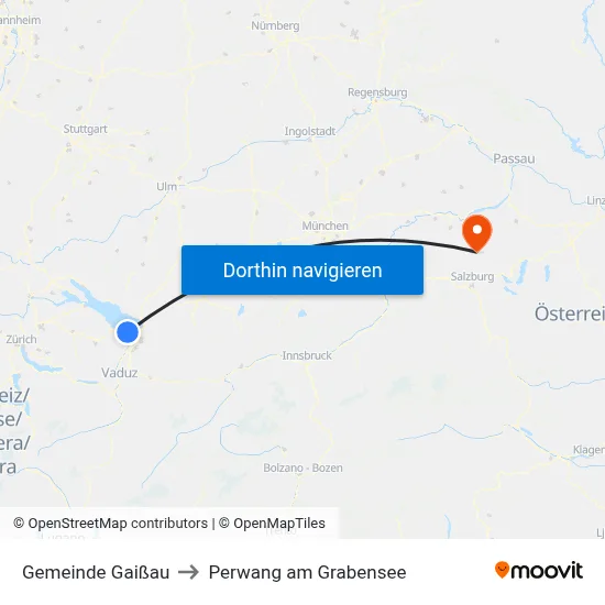 Gemeinde Gaißau to Perwang am Grabensee map