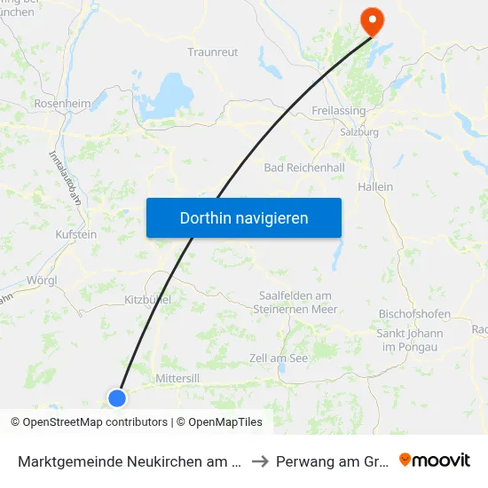 Marktgemeinde Neukirchen am Großvenediger to Perwang am Grabensee map