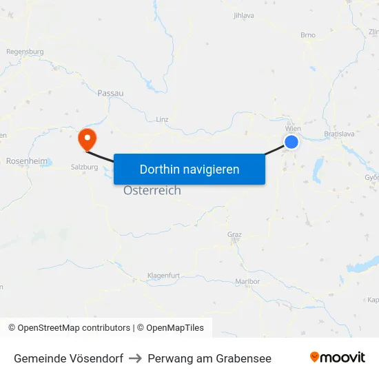 Gemeinde Vösendorf to Perwang am Grabensee map