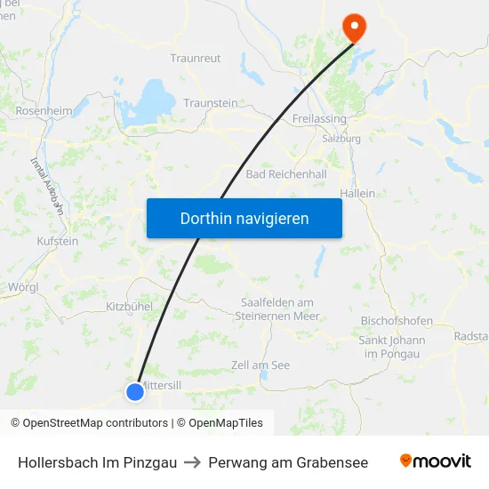Hollersbach Im Pinzgau to Perwang am Grabensee map