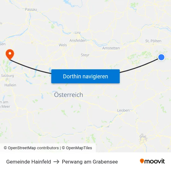 Gemeinde Hainfeld to Perwang am Grabensee map