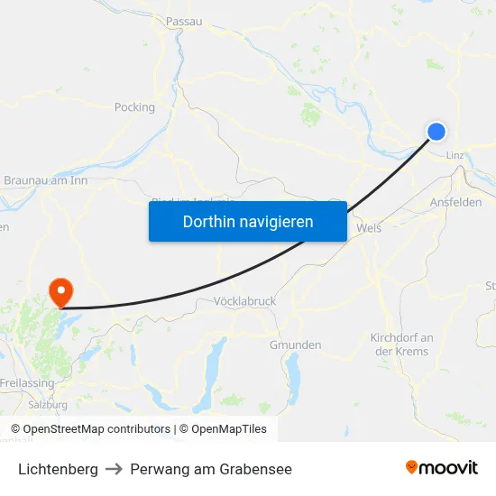 Lichtenberg to Perwang am Grabensee map