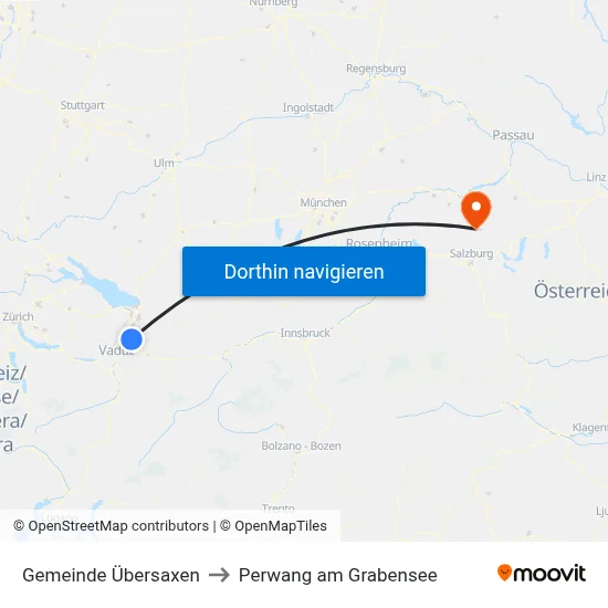 Gemeinde Übersaxen to Perwang am Grabensee map
