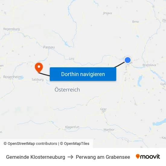 Gemeinde Klosterneuburg to Perwang am Grabensee map
