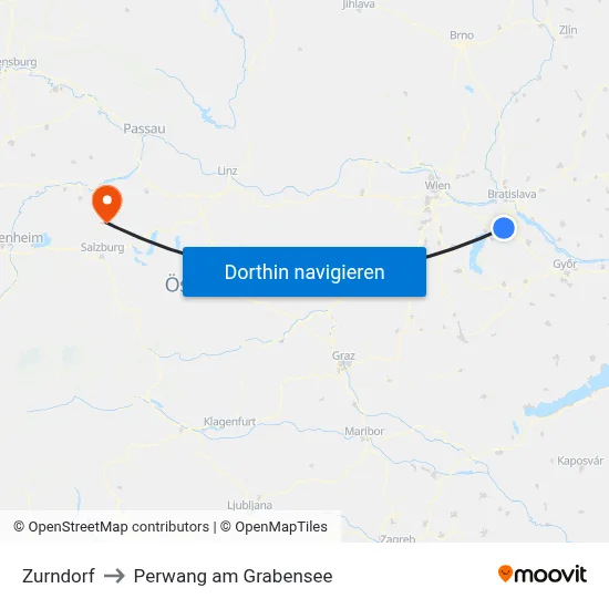 Zurndorf to Perwang am Grabensee map