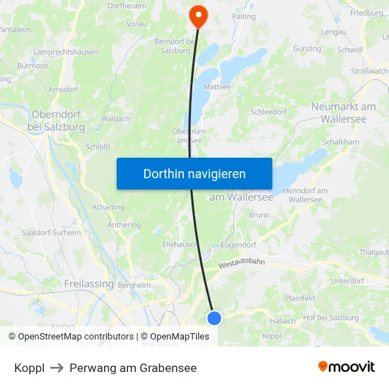 Koppl to Perwang am Grabensee map