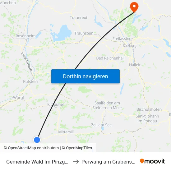 Gemeinde Wald Im Pinzgau to Perwang am Grabensee map