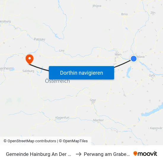 Gemeinde Hainburg An Der Donau to Perwang am Grabensee map