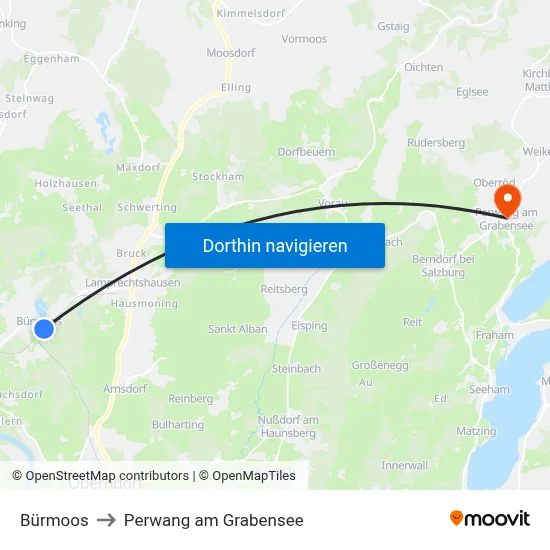 Bürmoos to Perwang am Grabensee map