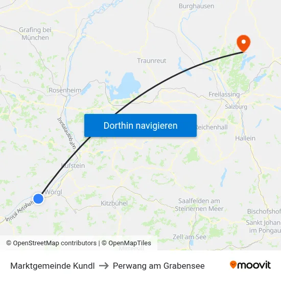 Marktgemeinde Kundl to Perwang am Grabensee map