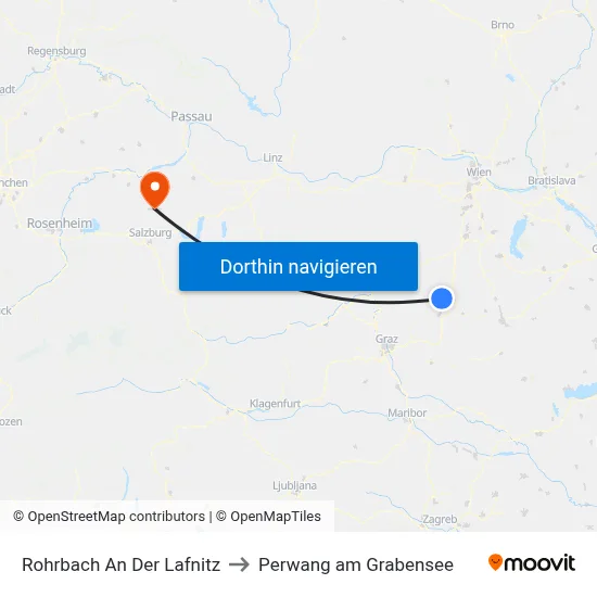 Rohrbach An Der Lafnitz to Perwang am Grabensee map