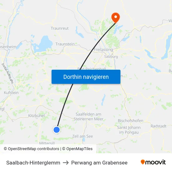 Saalbach-Hinterglemm to Perwang am Grabensee map