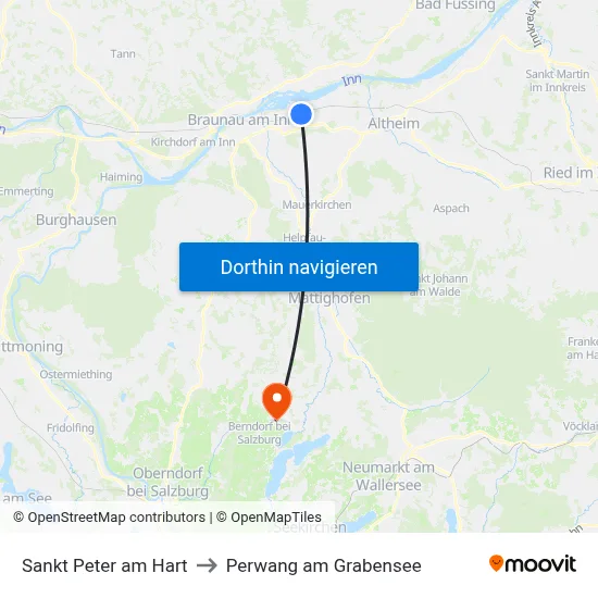 Sankt Peter am Hart to Perwang am Grabensee map