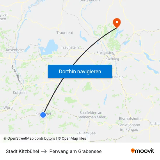 Stadt Kitzbühel to Perwang am Grabensee map