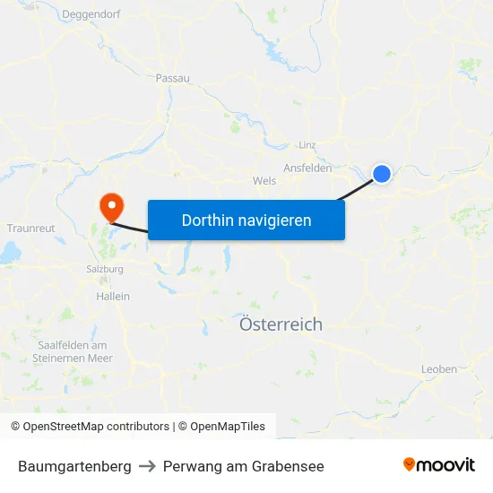 Baumgartenberg to Perwang am Grabensee map