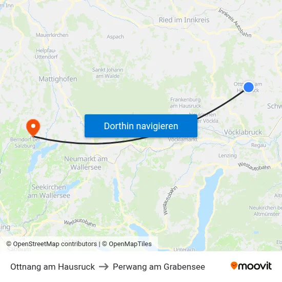 Ottnang am Hausruck to Perwang am Grabensee map