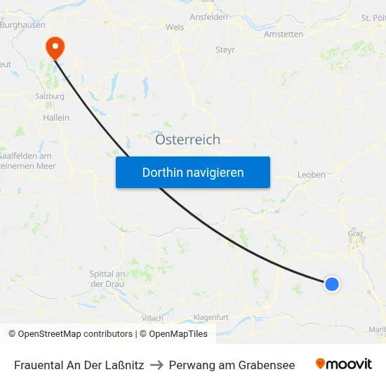 Frauental An Der Laßnitz to Perwang am Grabensee map