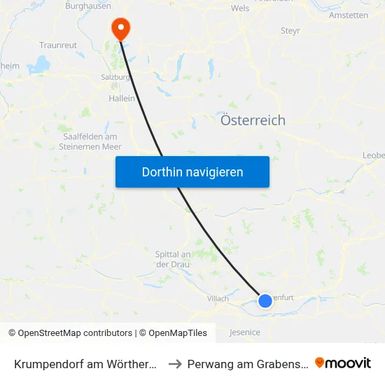 Krumpendorf am Wörthersee to Perwang am Grabensee map