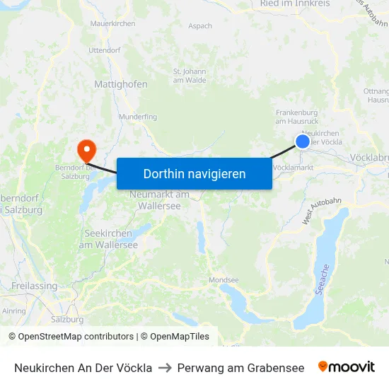 Neukirchen An Der Vöckla to Perwang am Grabensee map