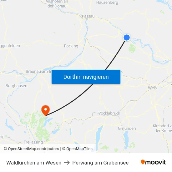 Waldkirchen am Wesen to Perwang am Grabensee map