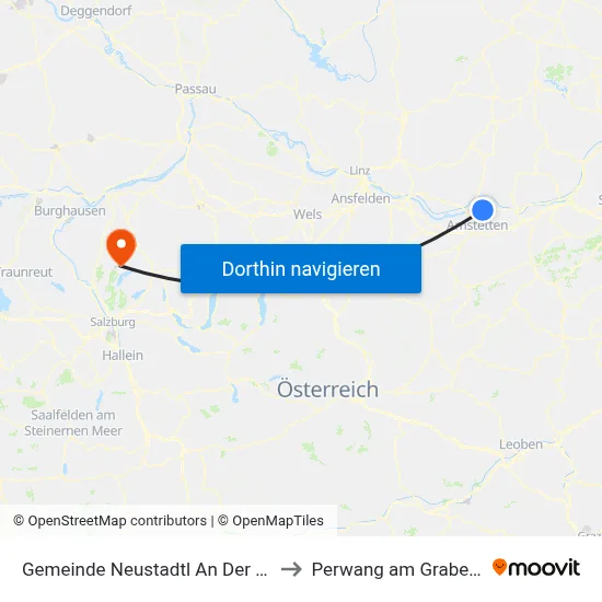Gemeinde Neustadtl An Der Donau to Perwang am Grabensee map
