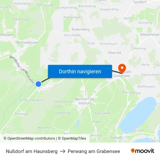 Nußdorf am Haunsberg to Perwang am Grabensee map