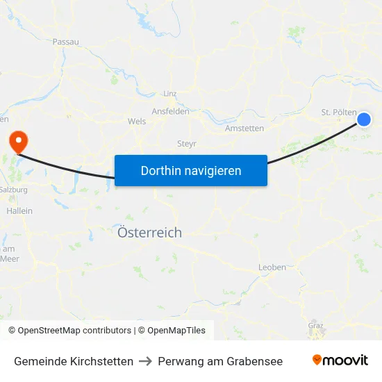Gemeinde Kirchstetten to Perwang am Grabensee map