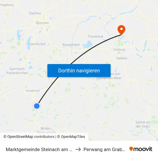 Marktgemeinde Steinach am Brenner to Perwang am Grabensee map
