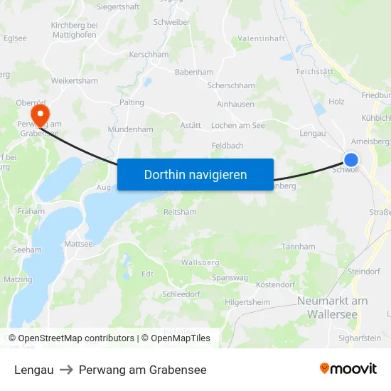 Lengau to Perwang am Grabensee map