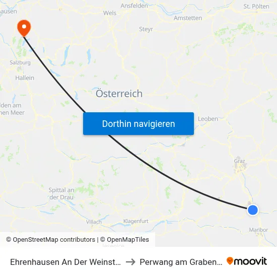 Ehrenhausen An Der Weinstraße to Perwang am Grabensee map