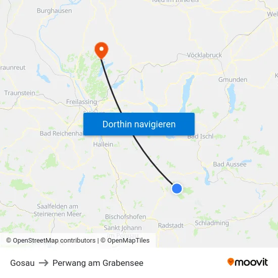Gosau to Perwang am Grabensee map